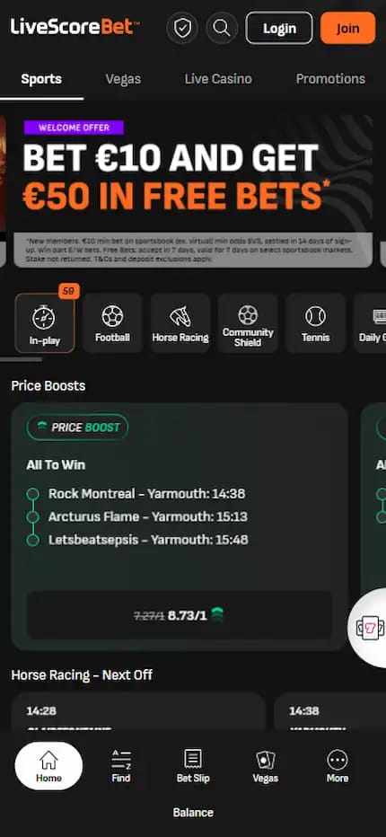 livescorebet bonus section displaying amounts